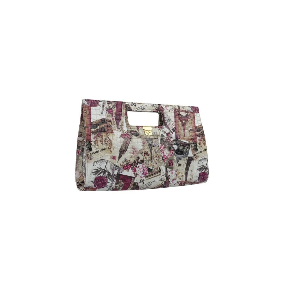 Unbranded Paris Collage Clutch Womens Large Multicolor Excellent Travel Theme